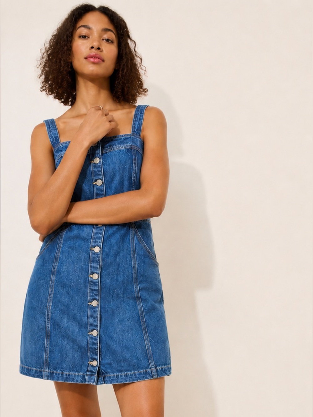 Levi’s Drea Denim Mini Dress L Corset Button Front Paper Map Wash